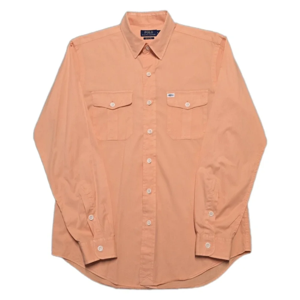 Polo‎ Ralph Lauren Beach Twill Camp Shirt Mens M Orange Button Up